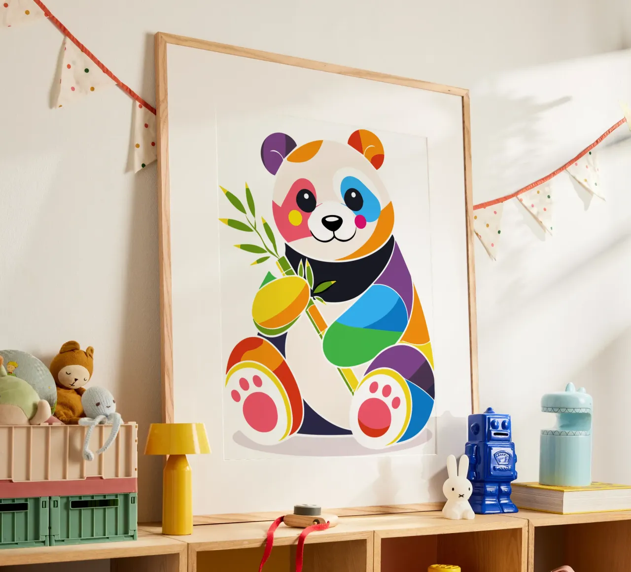 Panda colorato con bambù - Design allegro carta hahnemühle da NA/MO