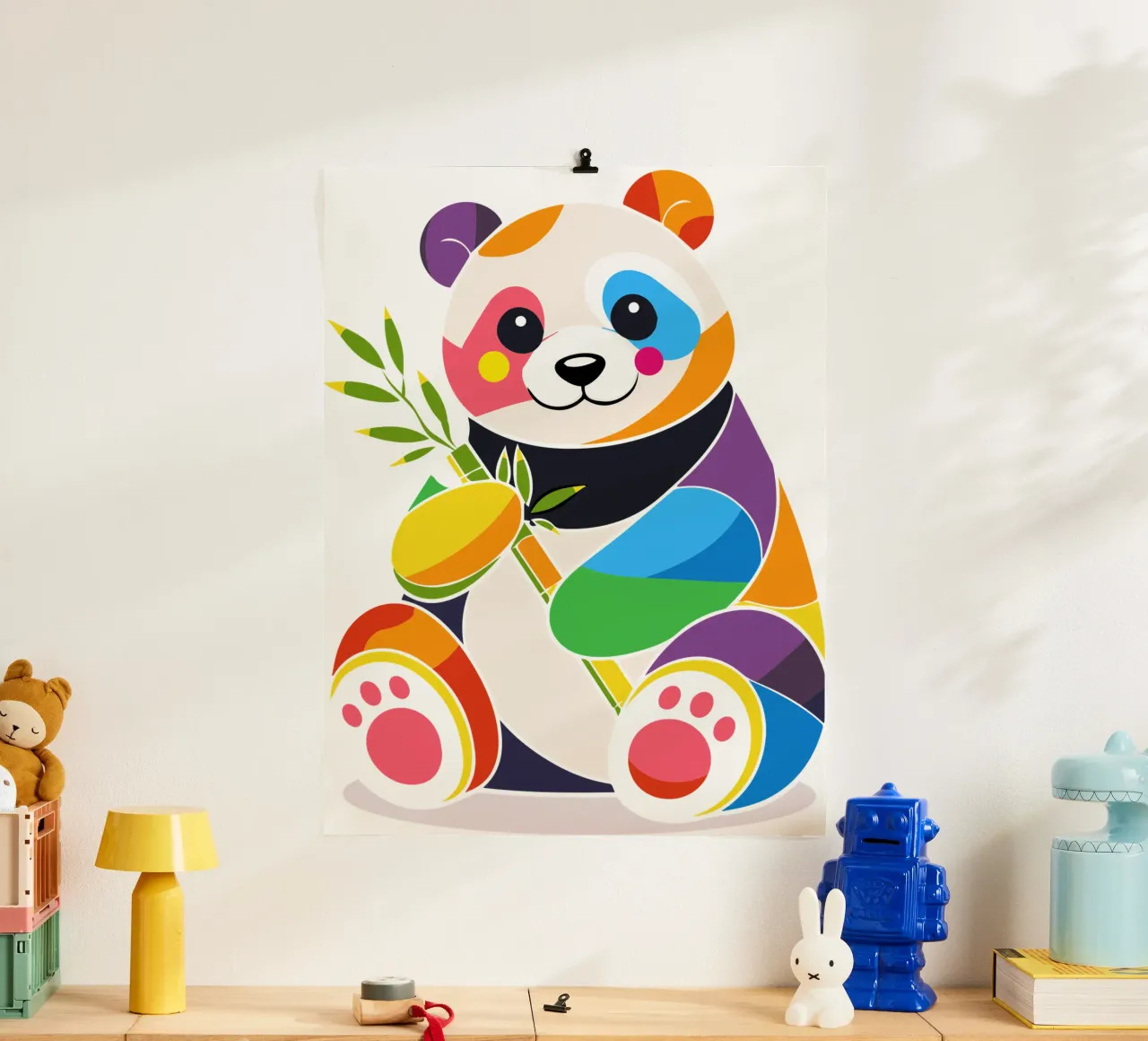 Panda colorato con bambù - Design allegro carta hahnemühle da NA/MO