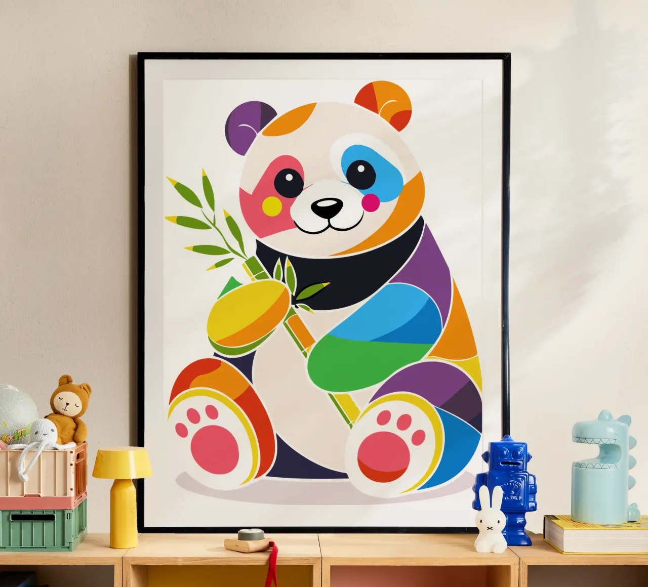 Panda colorato con bambù - Design allegro carta hahnemühle da NA/MO