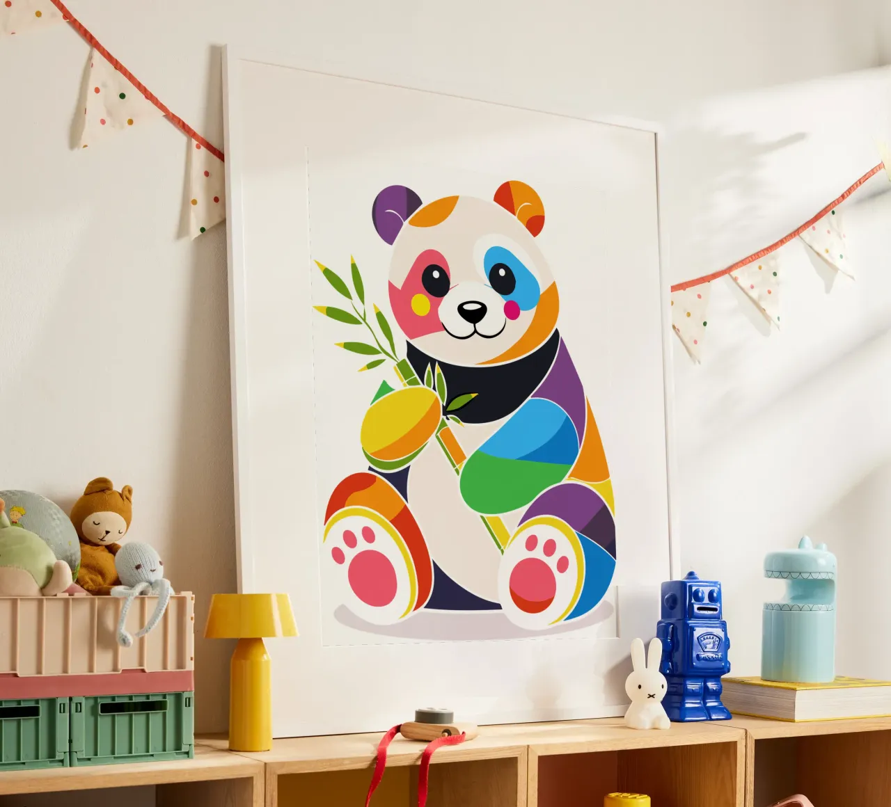 Panda colorato con bambù - Design allegro carta hahnemühle da NA/MO