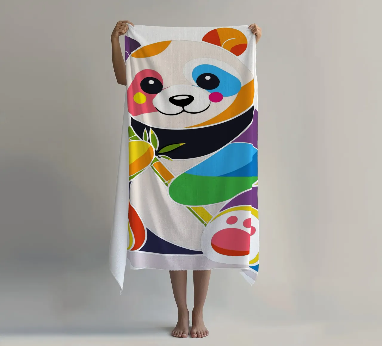 Panda colorato con bambù - Design allegro telo mare da NA/MO