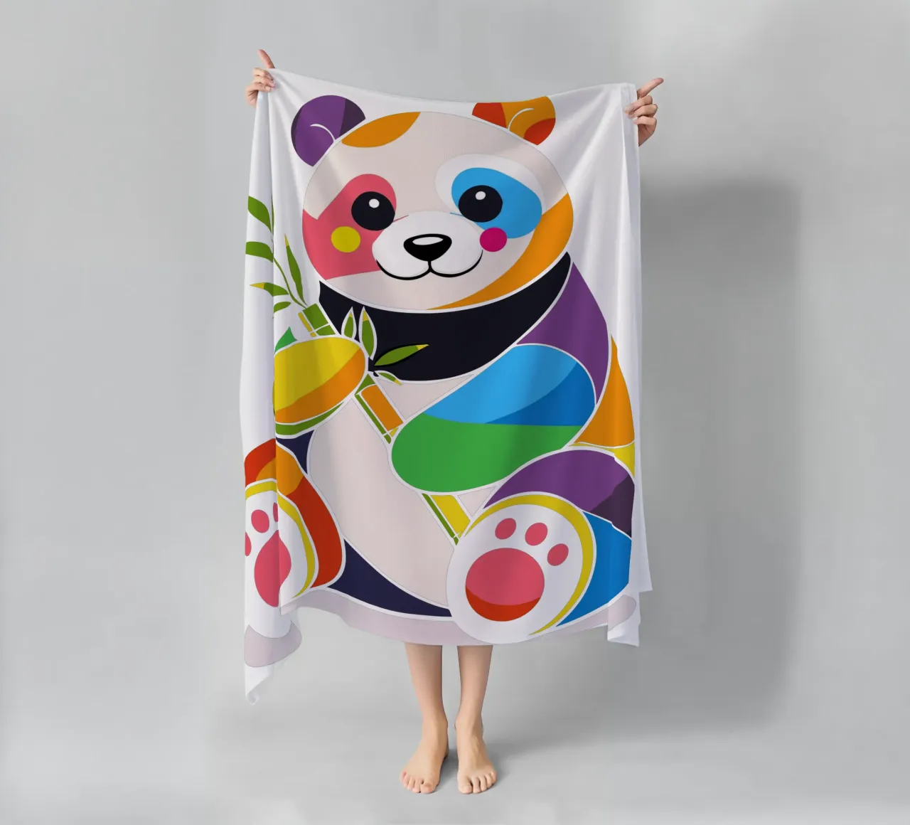 Panda colorato con bambù - Design allegro telo mare da NA/MO