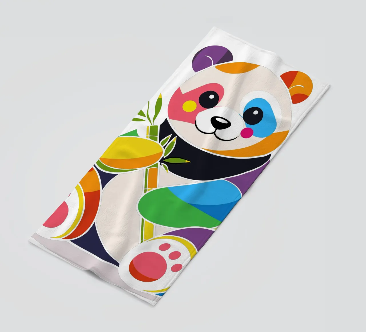 Panda colorato con bambù - Design allegro telo mare da NA/MO