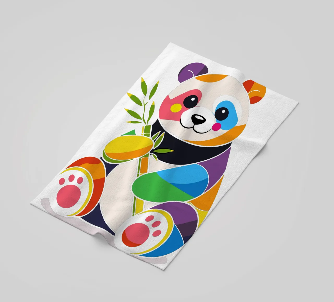 Panda colorato con bambù - Design allegro telo mare da NA/MO