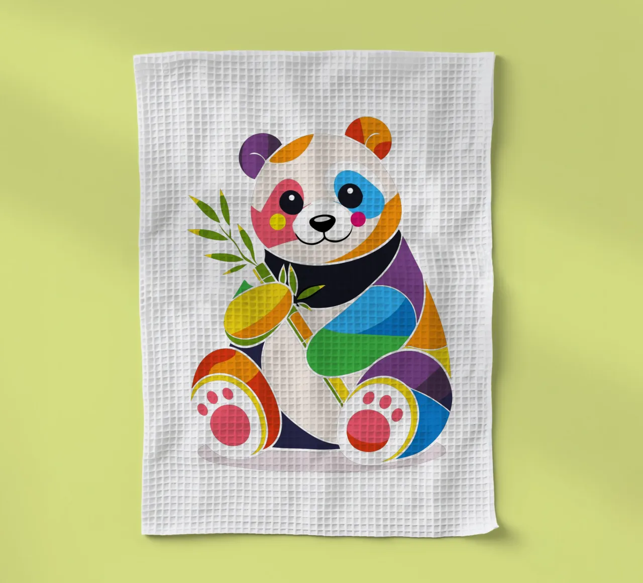 Panda colorato con bambù - Design allegro canovaccio da cucina da NA/MO