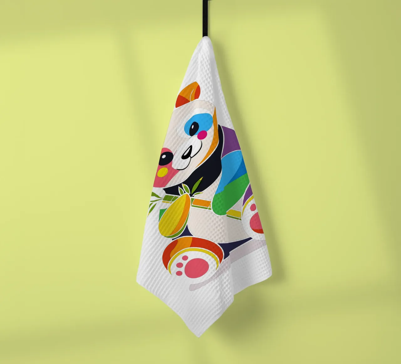 Panda colorato con bambù - Design allegro canovaccio da cucina da NA/MO