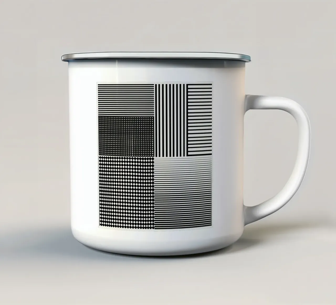 Variazioni in bianco e nero | Minimal Line Art tazza in smalto da Autofocus