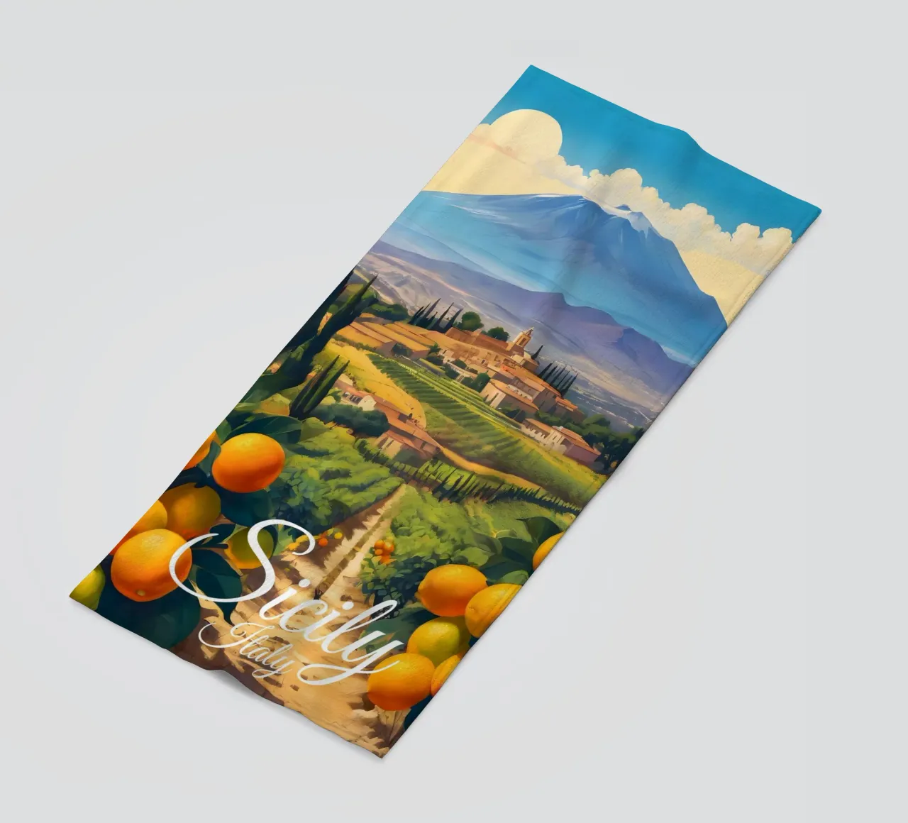 Scene di arance di Sicilia telo mare da Charnwood Prints