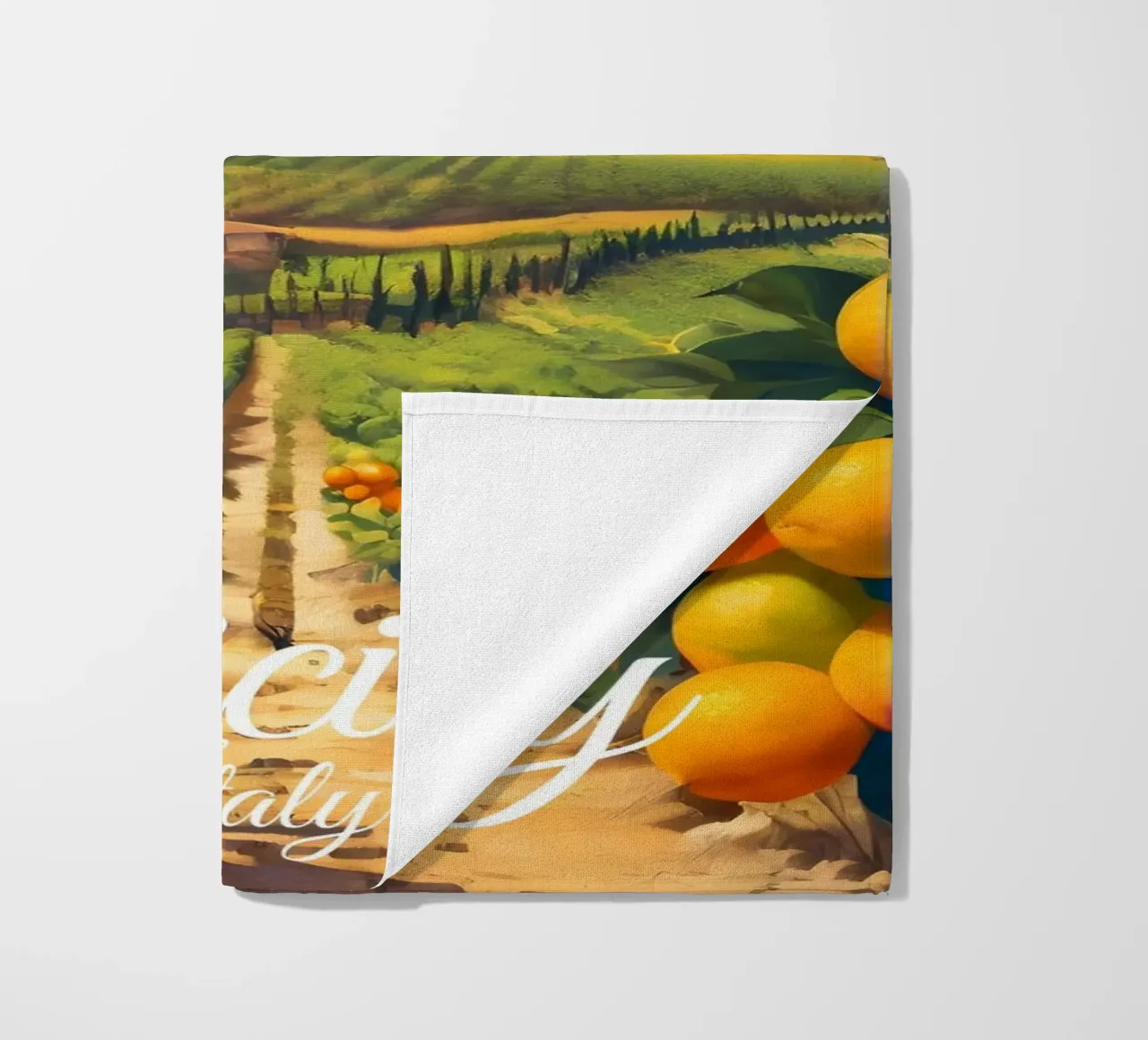 Scene di arance di Sicilia telo mare da Charnwood Prints