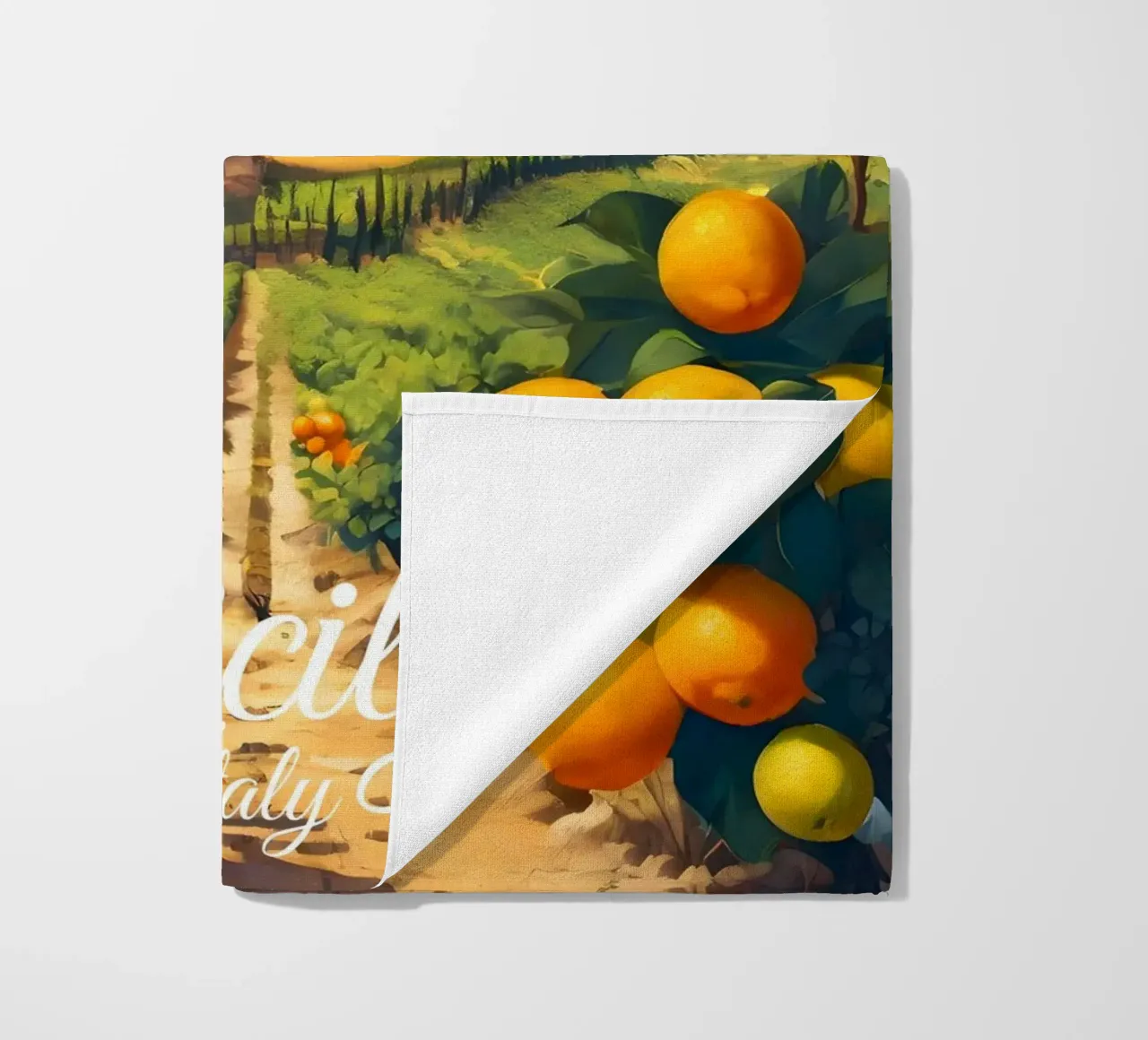Scene di arance di Sicilia telo mare da Charnwood Prints