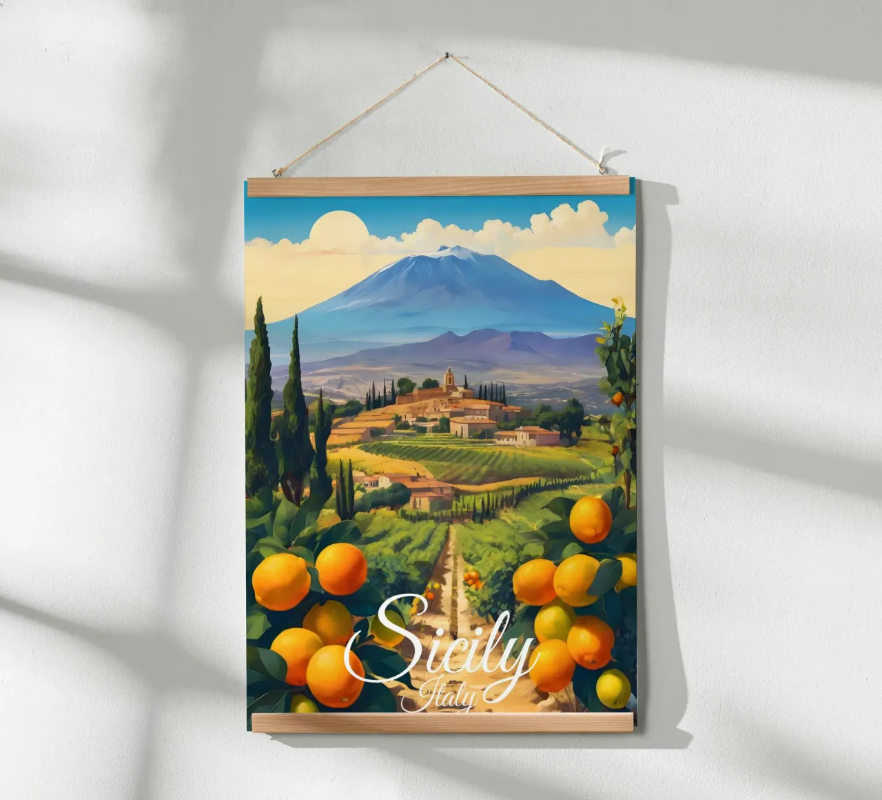 Scene di arance di Sicilia poster da Charnwood Prints