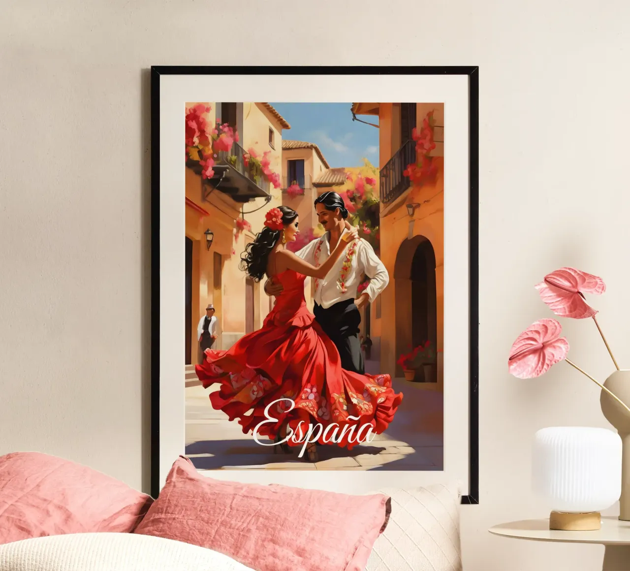 Spagna Ballerini di flamenco Scena poster da Charnwood Prints