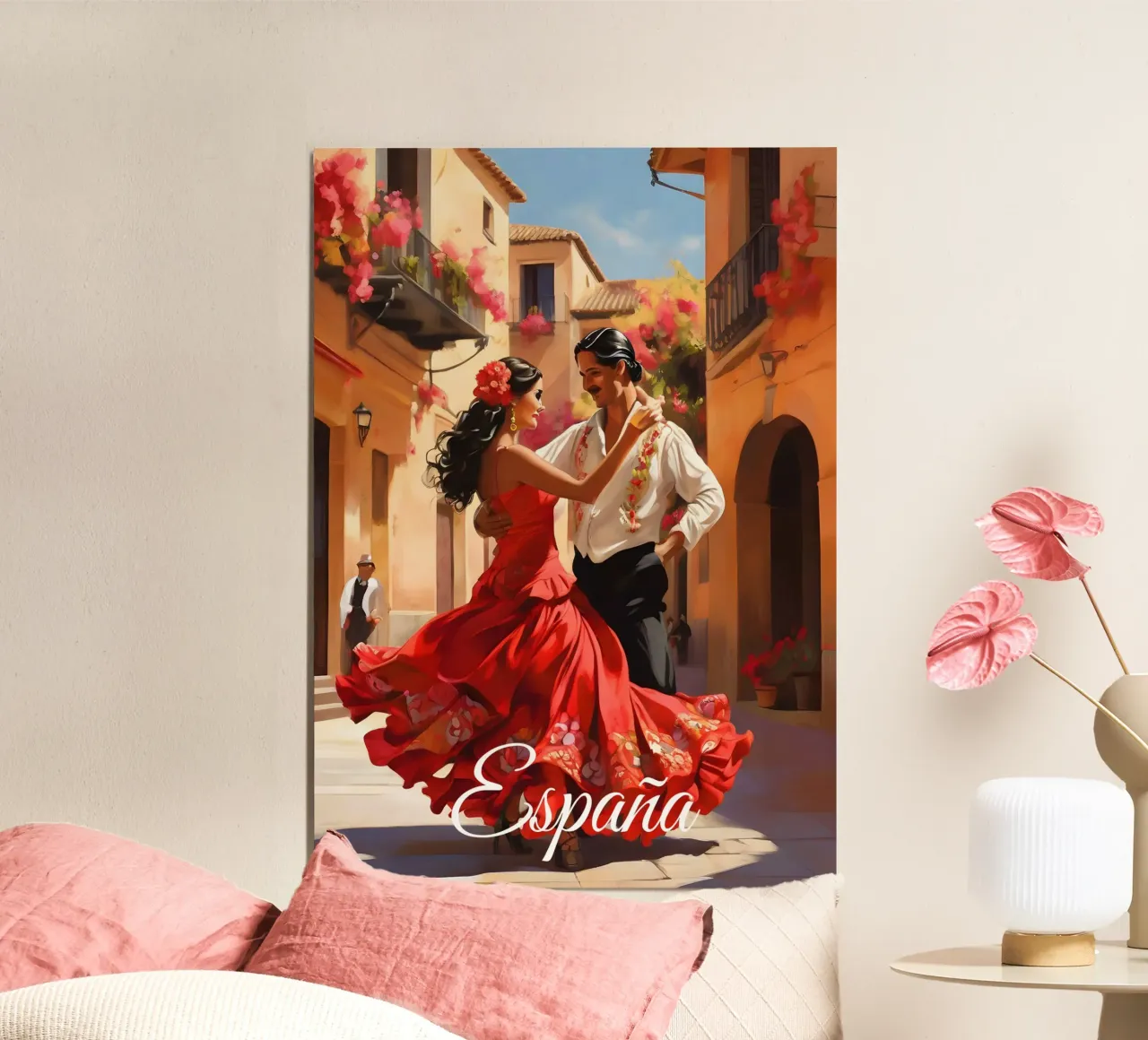 Spagna Ballerini di flamenco Scena poster da Charnwood Prints