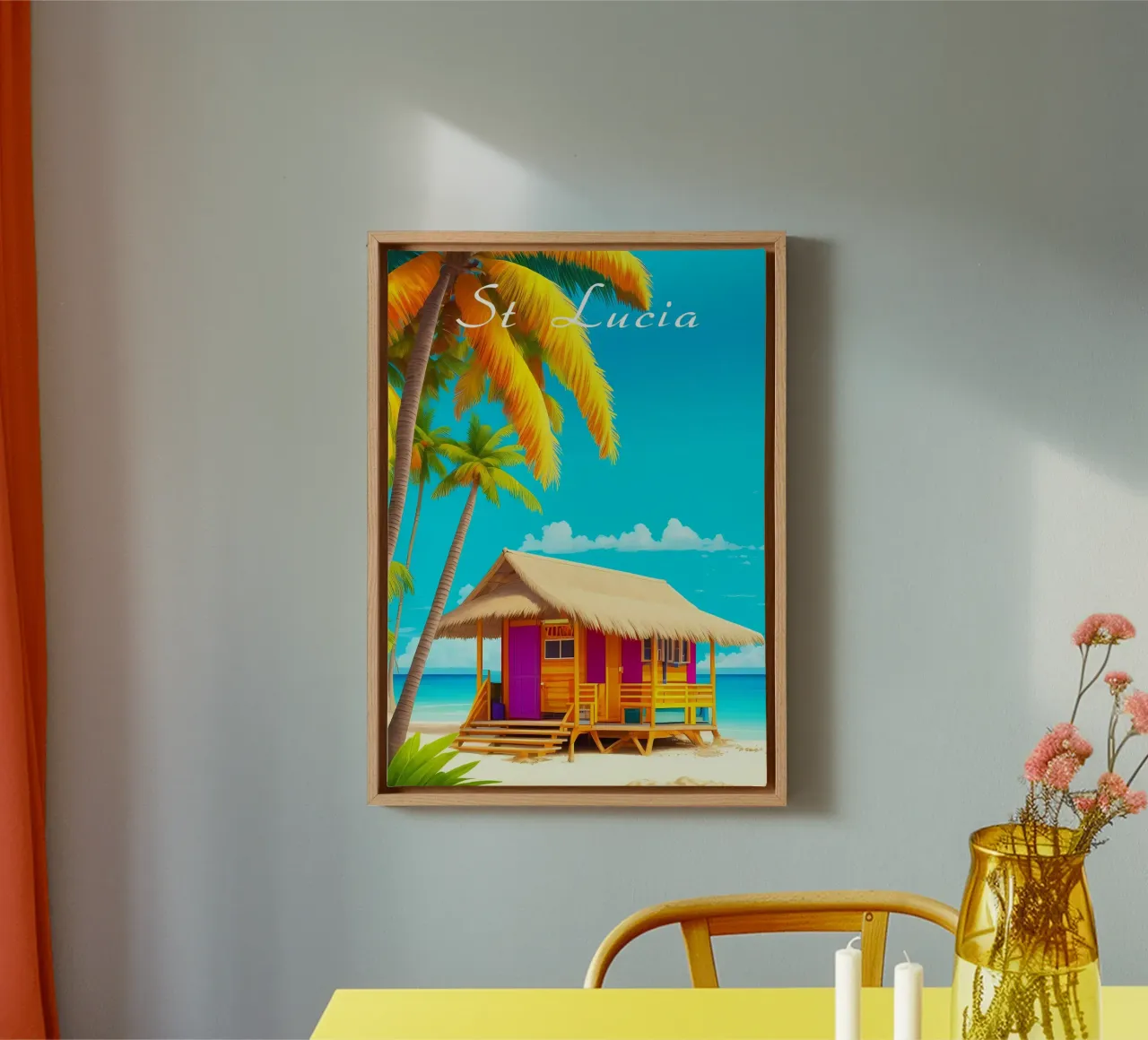 Scena da spiaggia di Santa Lucia tela con Cornice a cassetta da Charnwood Prints
