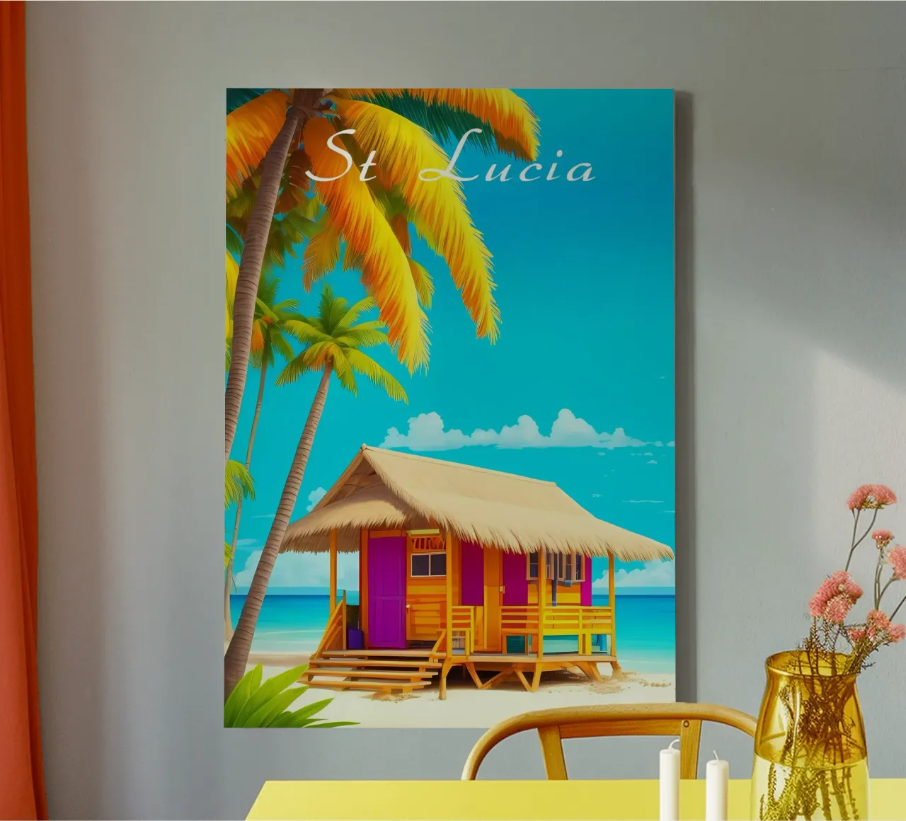 Scena da spiaggia di Santa Lucia tela con Cornice a cassetta da Charnwood Prints