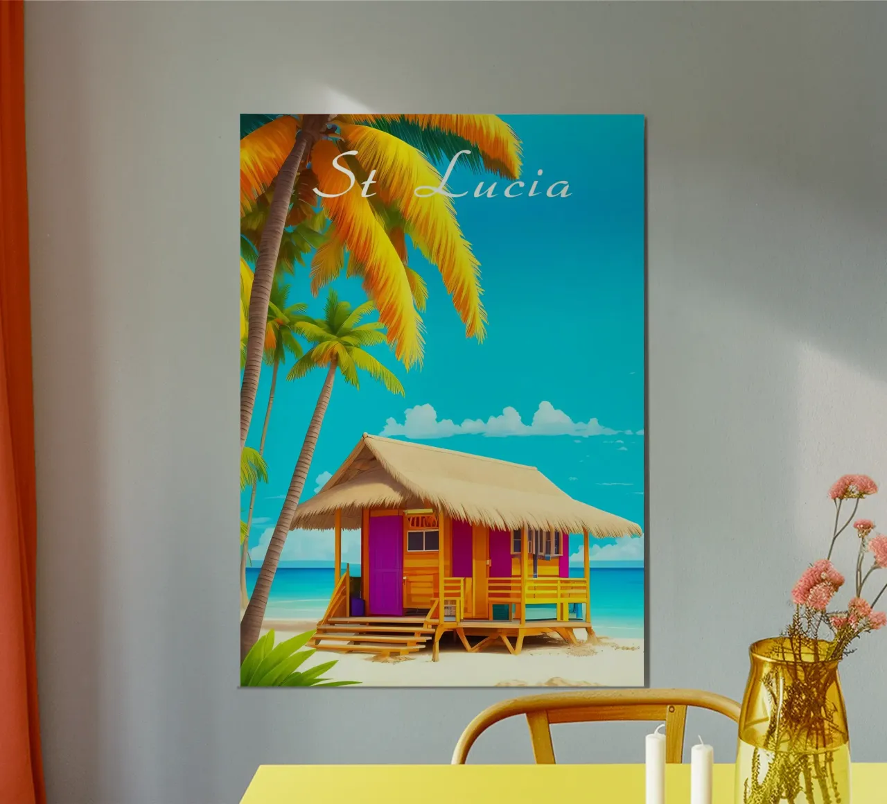 Scena da spiaggia di Santa Lucia poster da Charnwood Prints