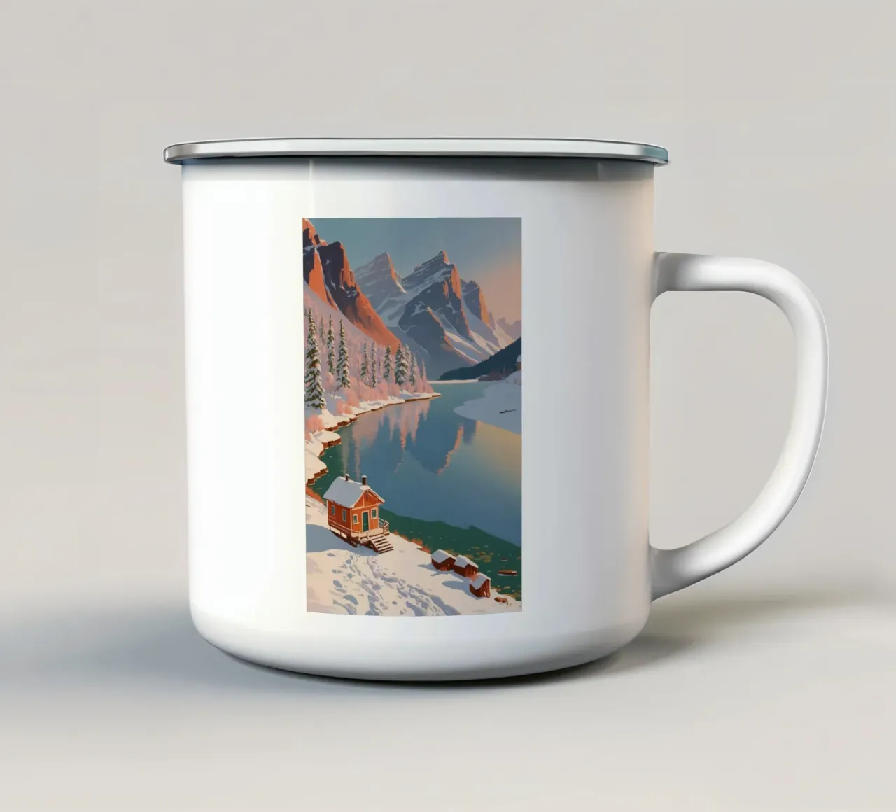 Il lago di Braies in inverno | Werk 8 tazza in smalto da AlbertKlee