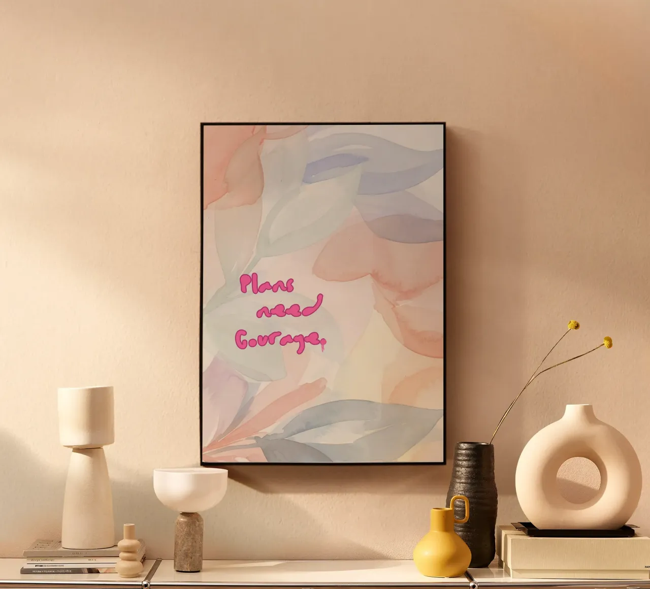 PLANS NEED COURAGE acrylic glass by Muse Society Shop