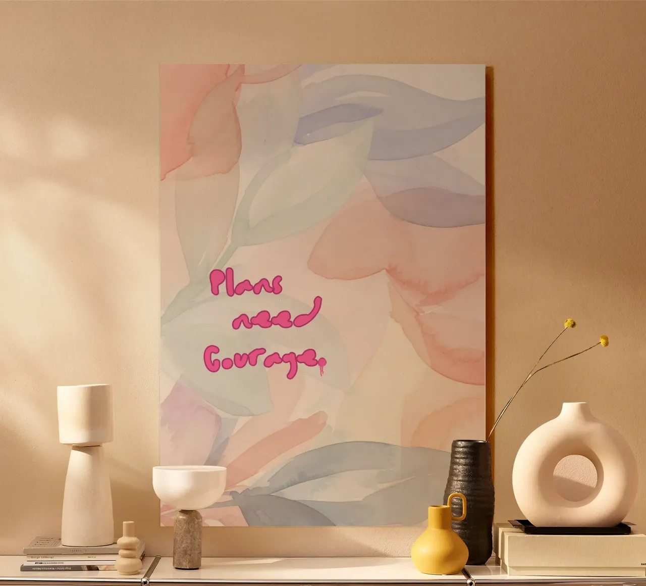 PLANS NEED COURAGE acrylic glass by Muse Society Shop