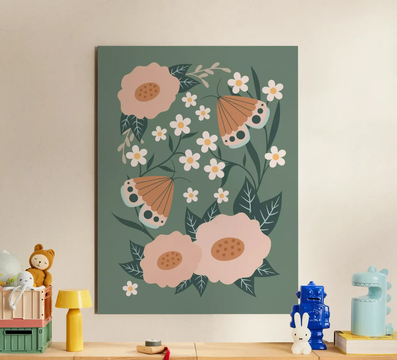 Flowers and Butterflies alluminio dibond da Artsy Bessy