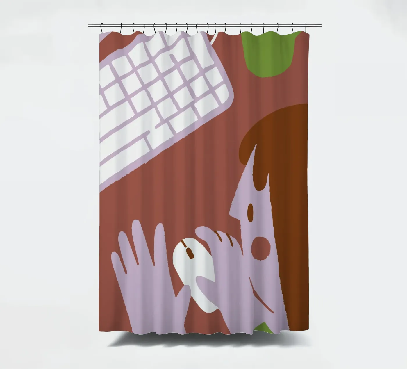 Person Using Computer Mouse Duschvorhang von TRENDY POSTER SHOP