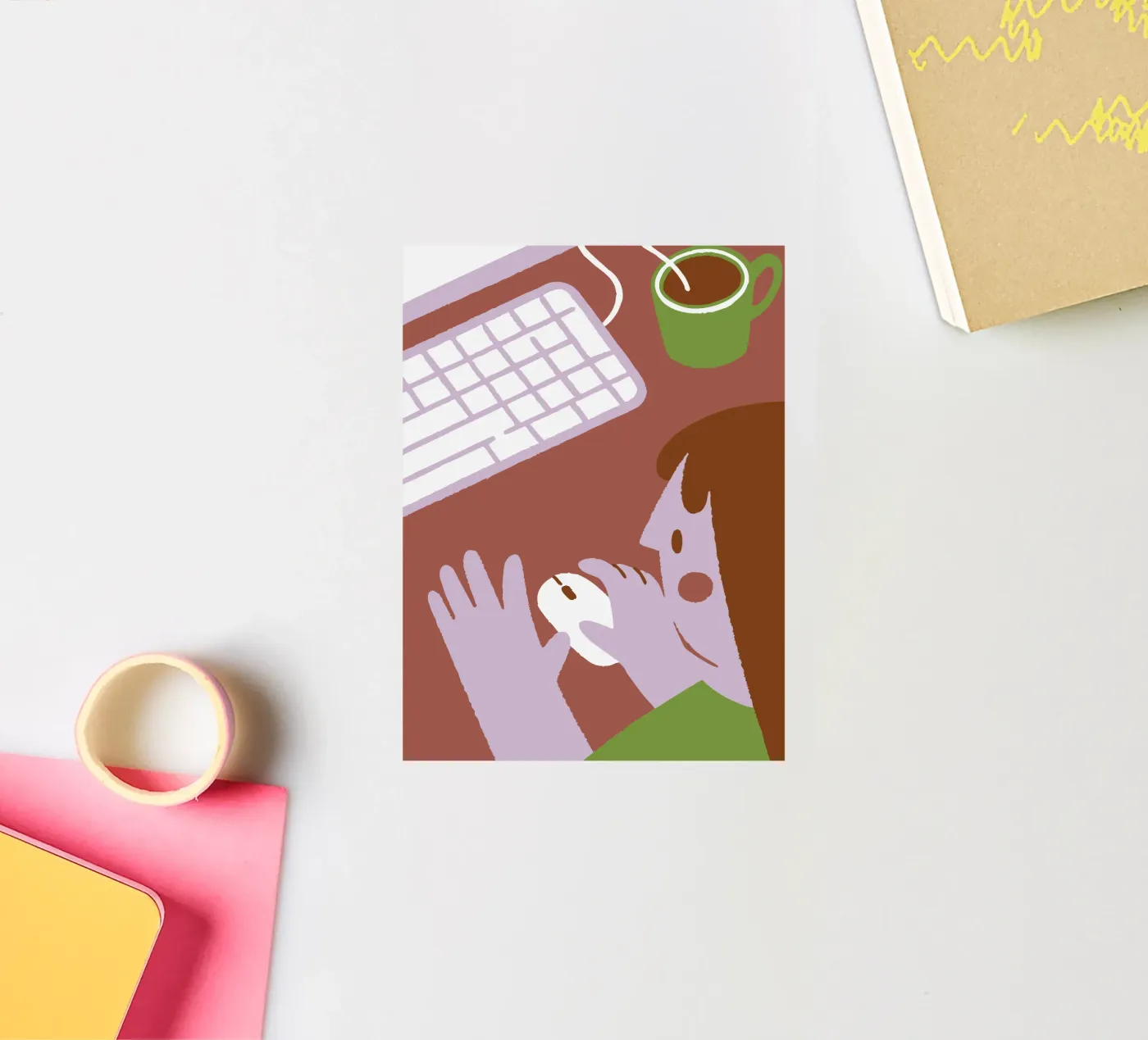 Person mit Computermaus Sticker von TRENDY POSTER SHOP