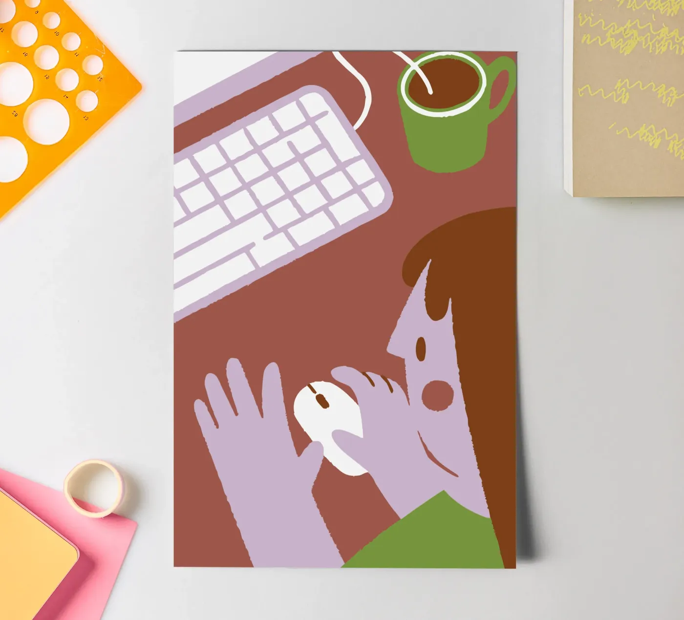 Persona che utilizza il mouse del computer foglio adesivo da TRENDY POSTER SHOP