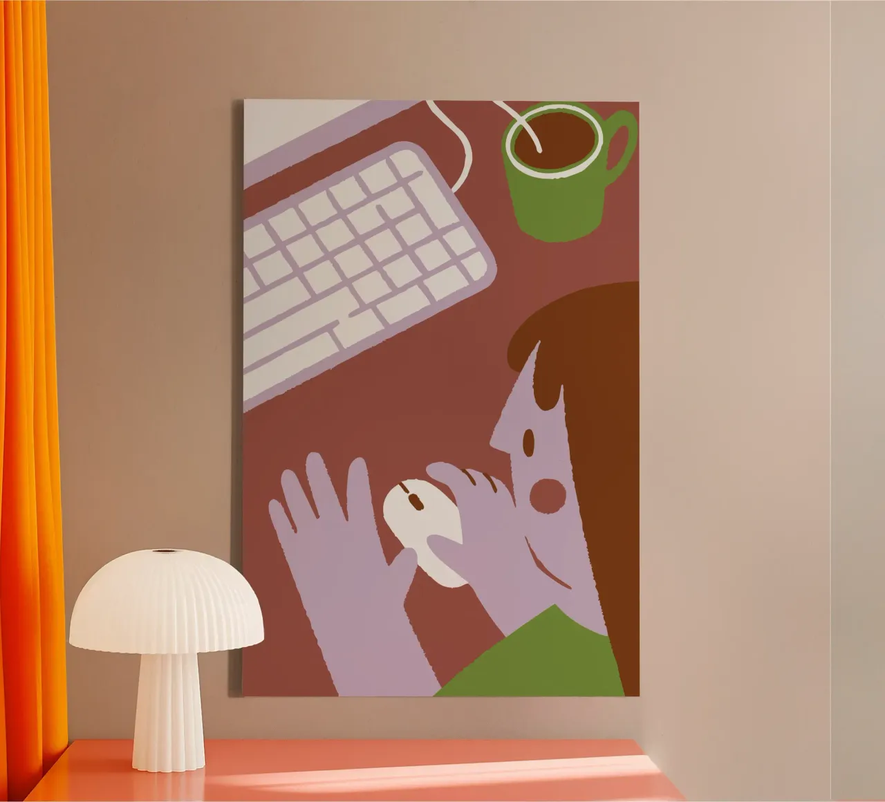 Persona che utilizza il mouse del computer tela da TRENDY POSTER SHOP