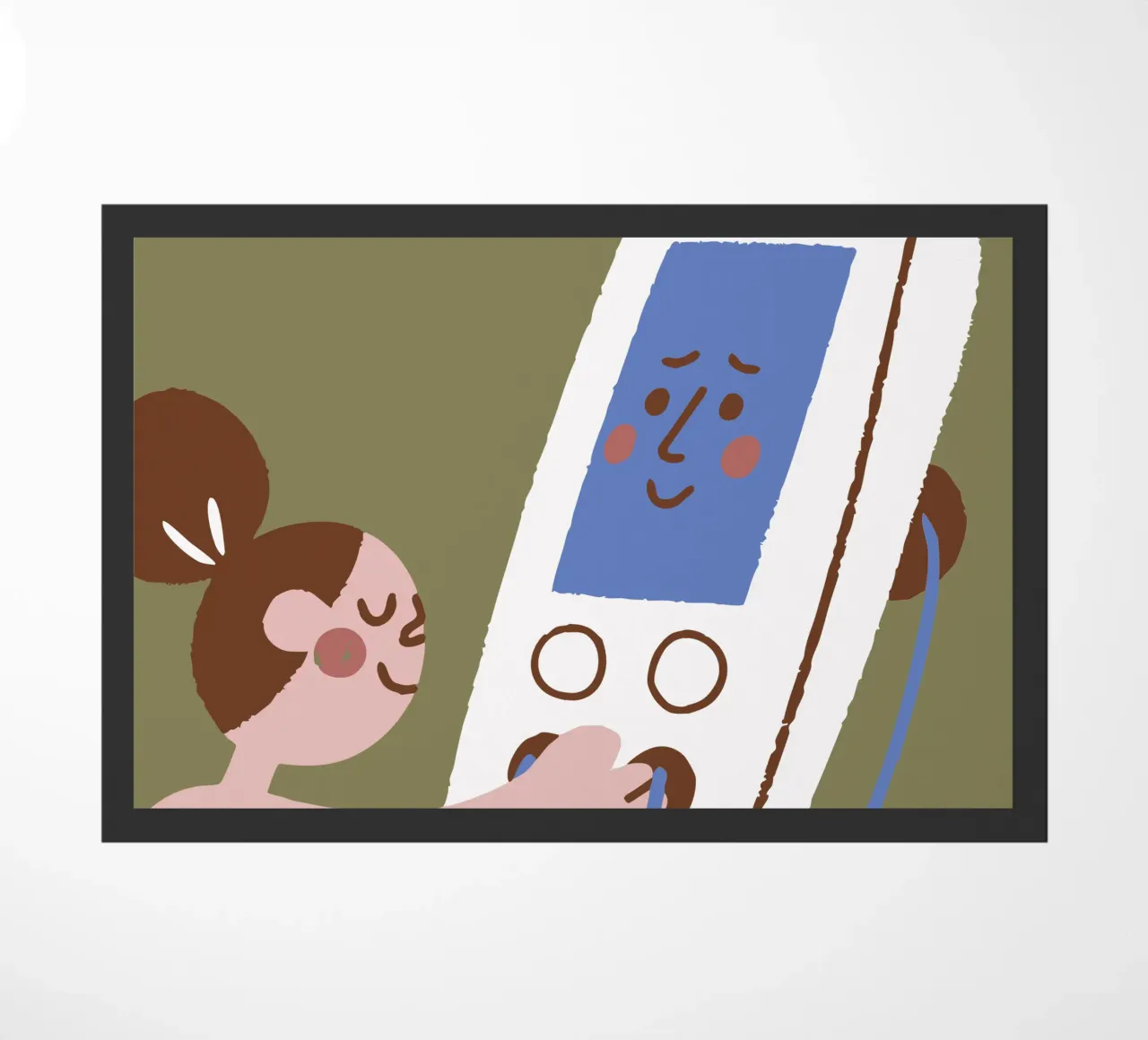 Interacting with Friendly Electronic Device doormat by TRENDY POSTER SHOP