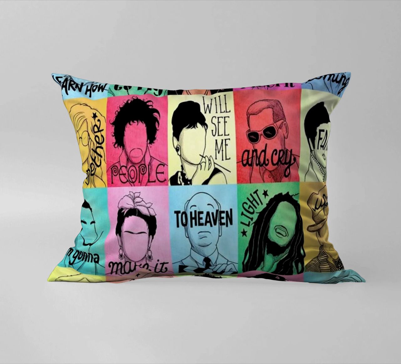 Fame - Draw Me A Song Project decorative cushion by Nour Tohme