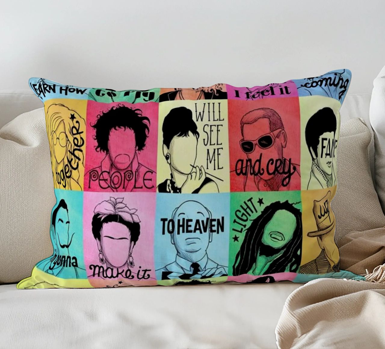 Fame - Draw Me A Song Project decorative cushion by Nour Tohme