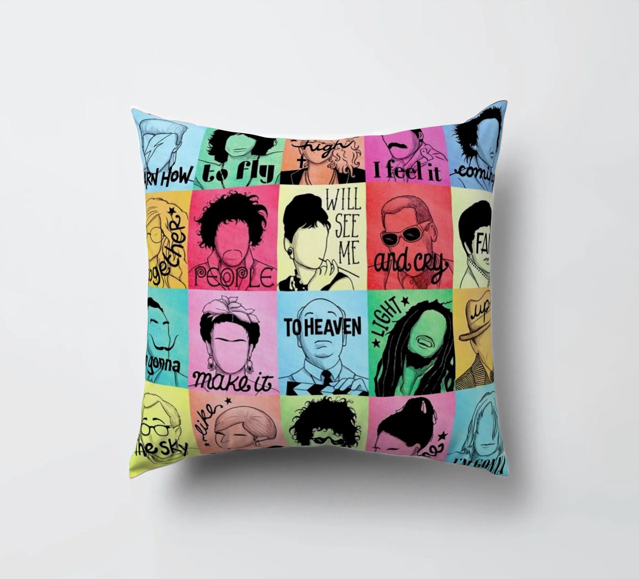 Fame - Draw Me A Song Project decorative cushion by Nour Tohme