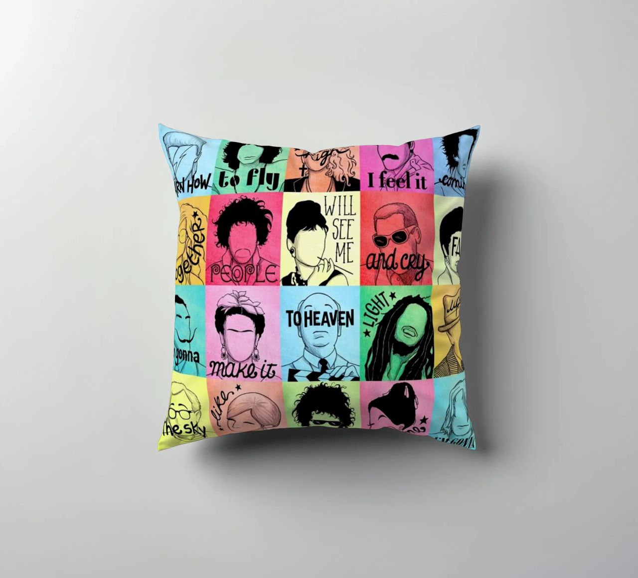 Fame - Draw Me A Song Project decorative cushion by Nour Tohme