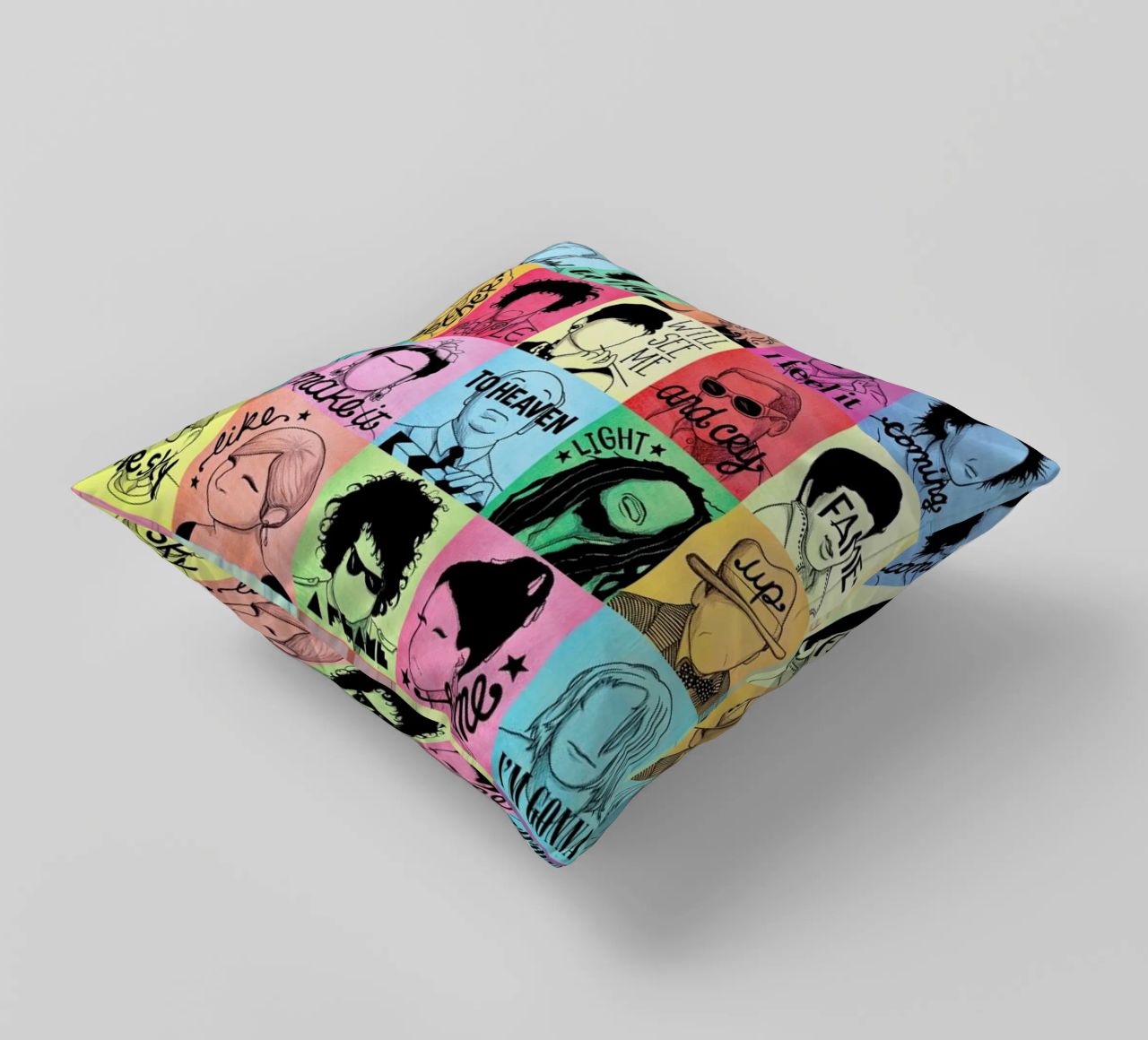 Fame - Draw Me A Song Project decorative cushion by Nour Tohme