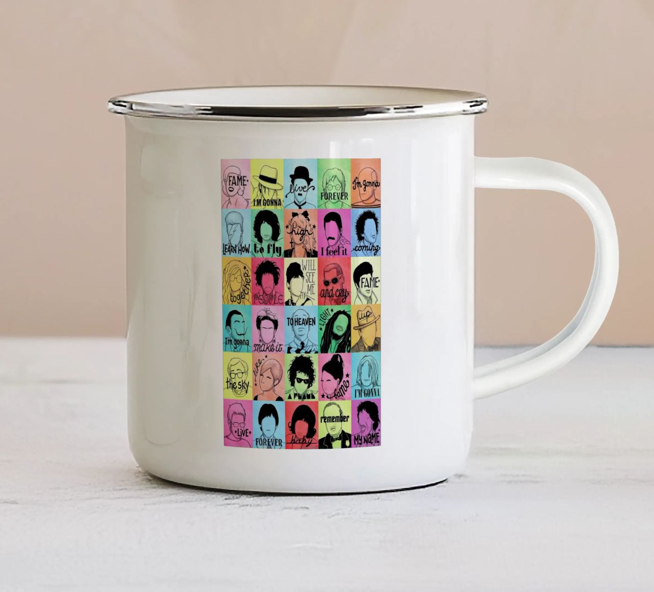 Fame - Draw Me A Song Project Emaille Tasse von Nour Tohme