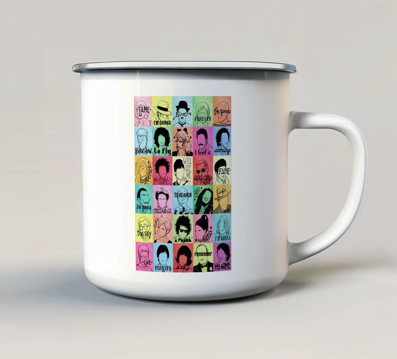 Fame - Draw Me A Song Project Emaille Tasse von Nour Tohme