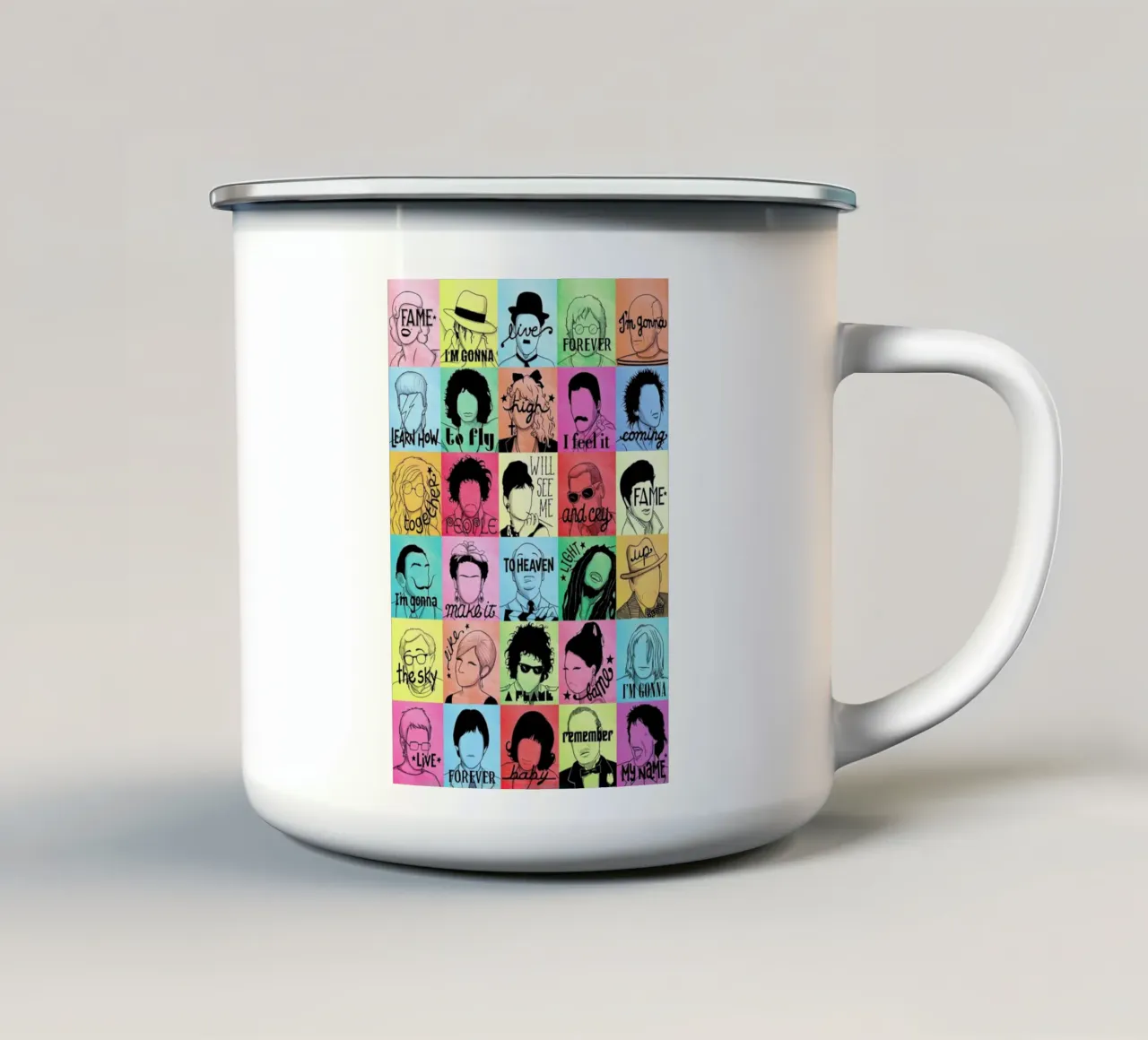 Fame - Draw Me A Song Project taza de esmalte de Nour Tohme