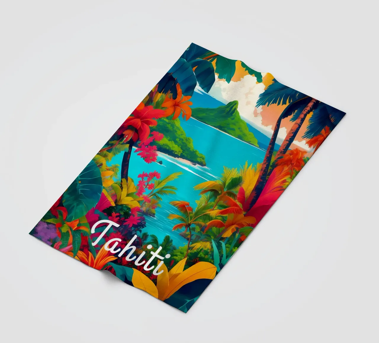 Tahiti Scene coperta in pile da Charnwood Prints