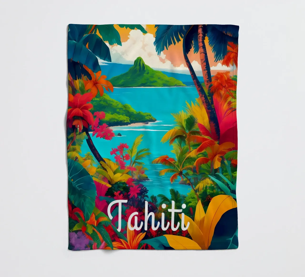 Tahiti Scene coperta in pile da Charnwood Prints
