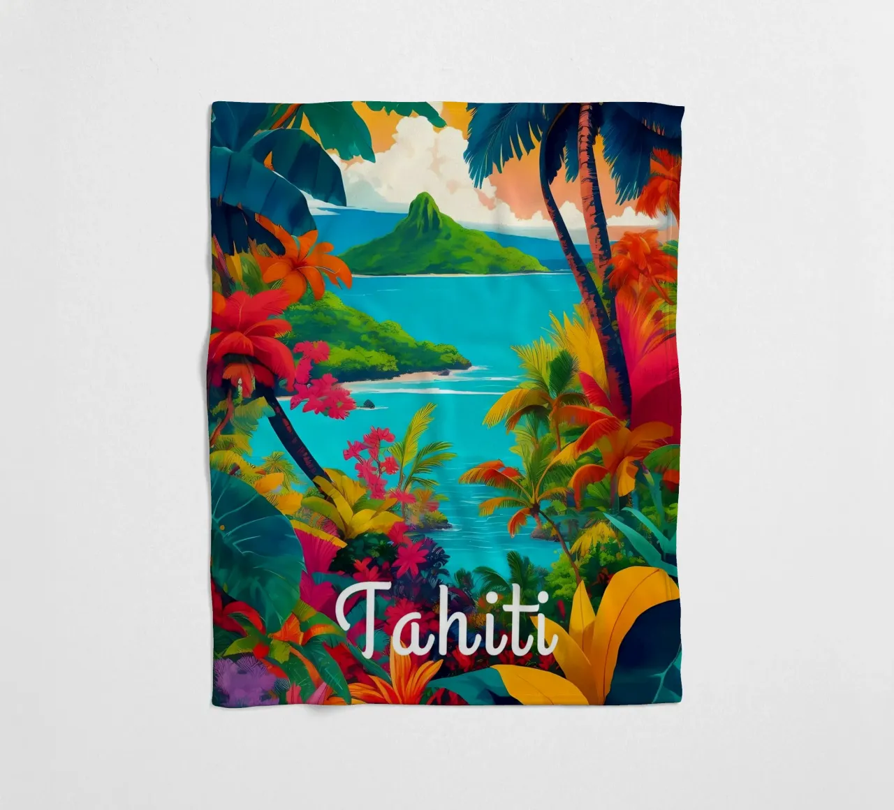Tahiti Scene coperta in pile da Charnwood Prints