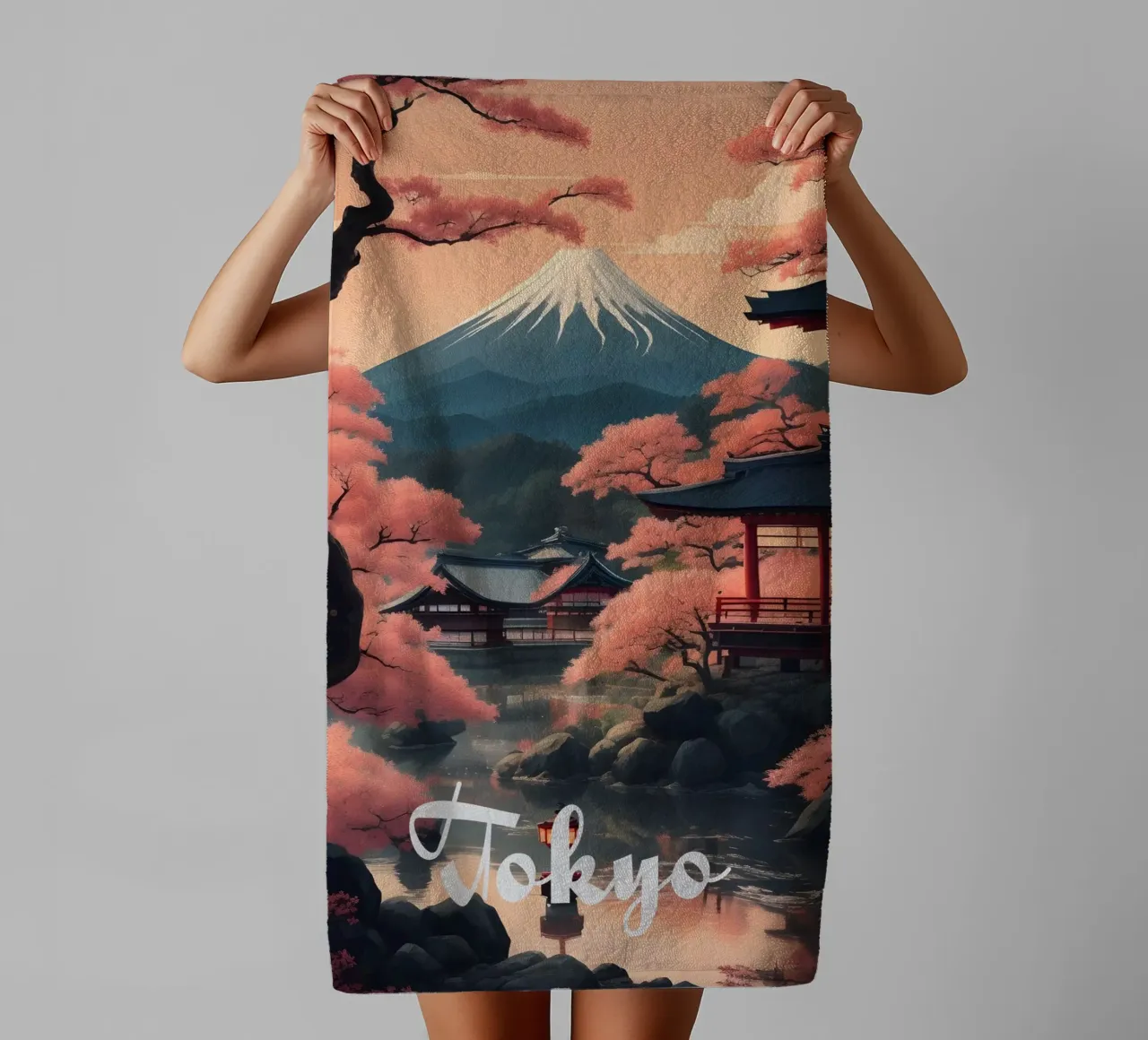 Tokyo Scene asciugamano da bagno da Charnwood Prints