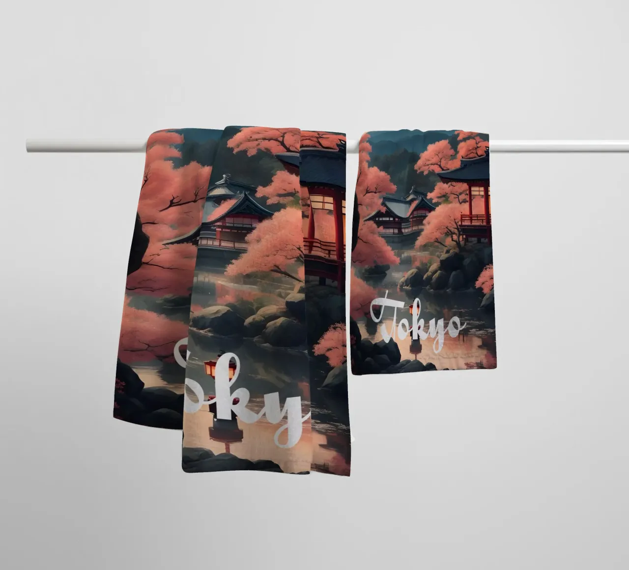 Tokyo Scene asciugamano da bagno da Charnwood Prints