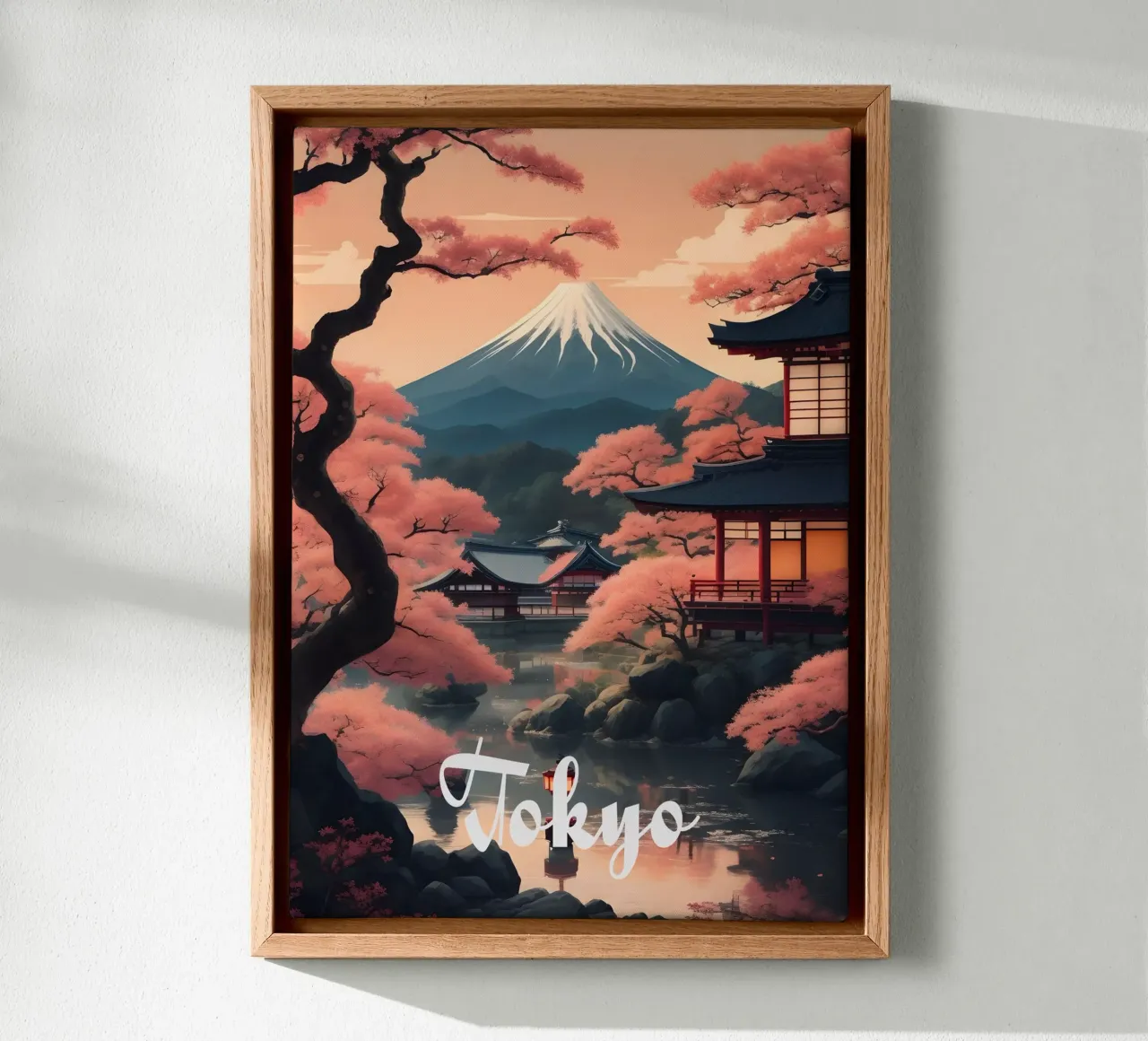 Tokyo Scene tela con Cornice a cassetta da Charnwood Prints