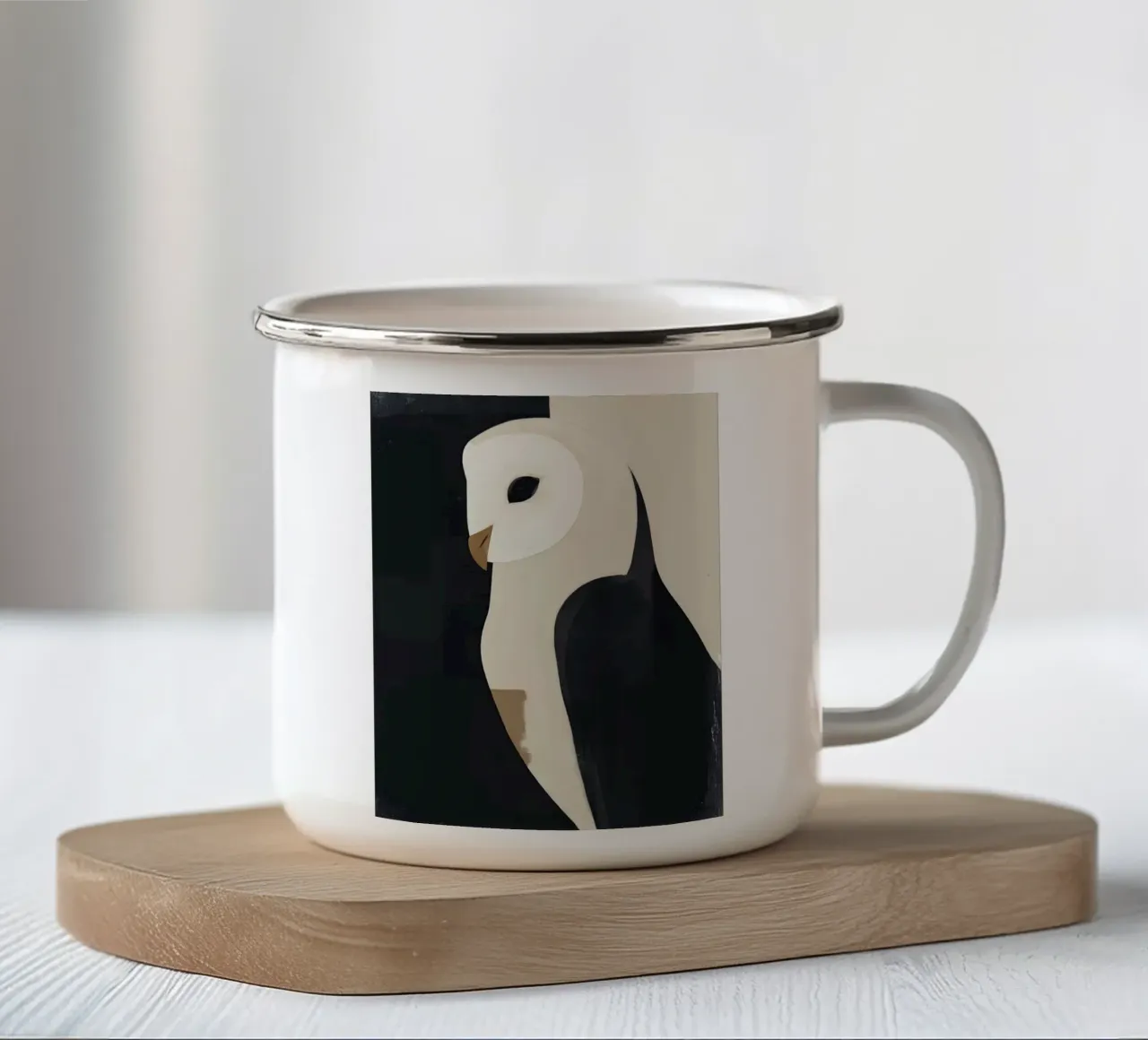 Il gufo tazza in smalto da M.A.Z.U.N.