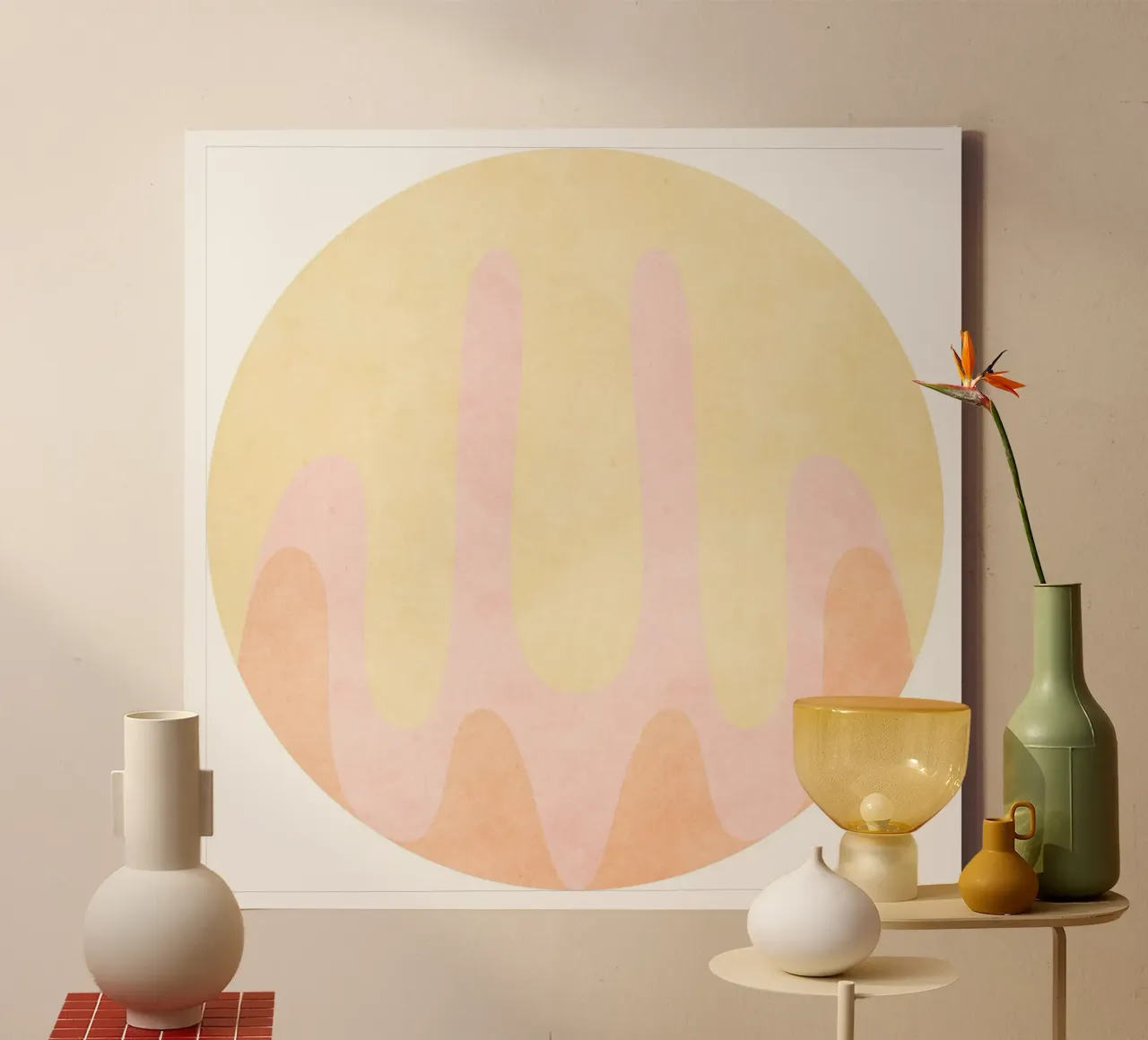 Perzik canvas van Poetry Geometry