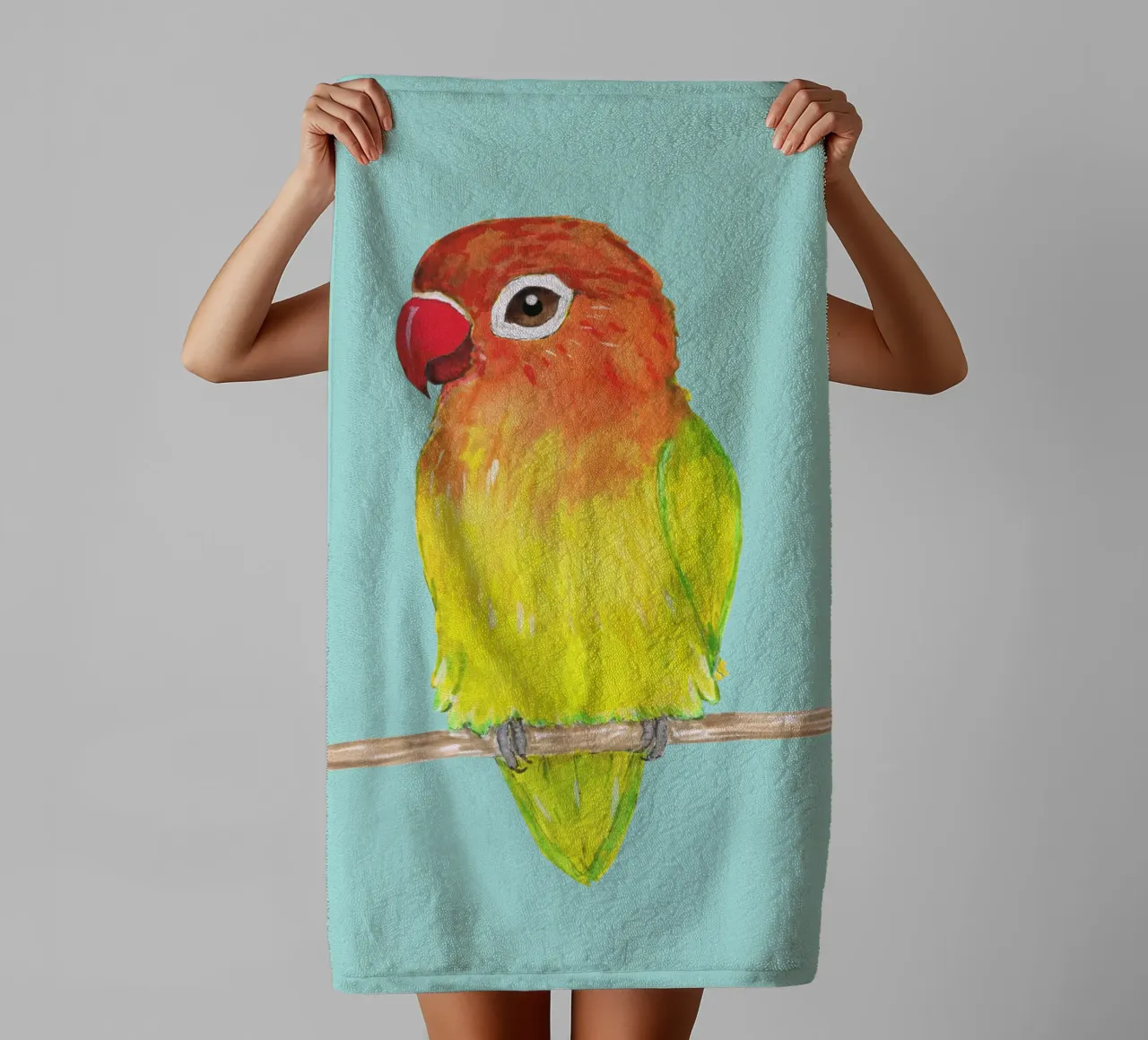 Joli inséparable jaune de Fischer serviette de bain de BwiseLizzy