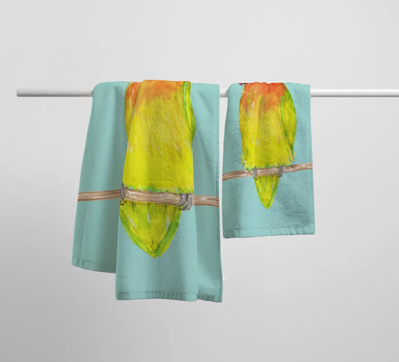 Joli inséparable jaune de Fischer serviette de bain de BwiseLizzy