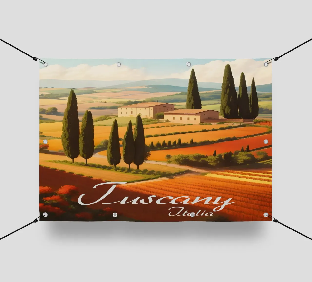 Scena di campagna in Toscana telo in pvc da Charnwood Prints