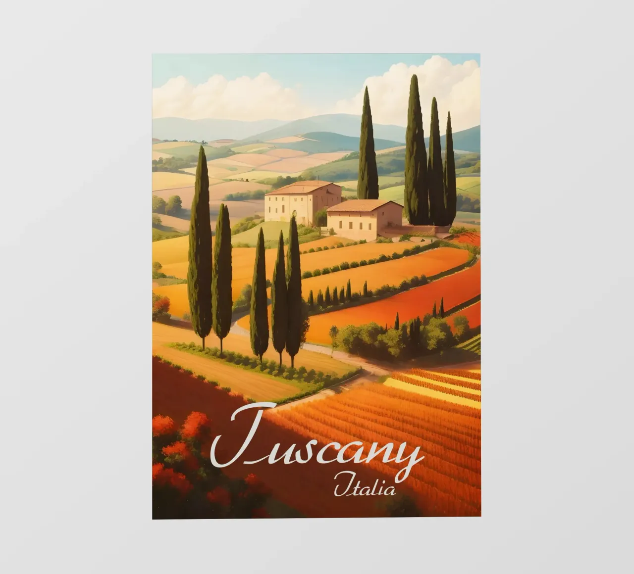 Scena di campagna in Toscana telo in pvc da Charnwood Prints