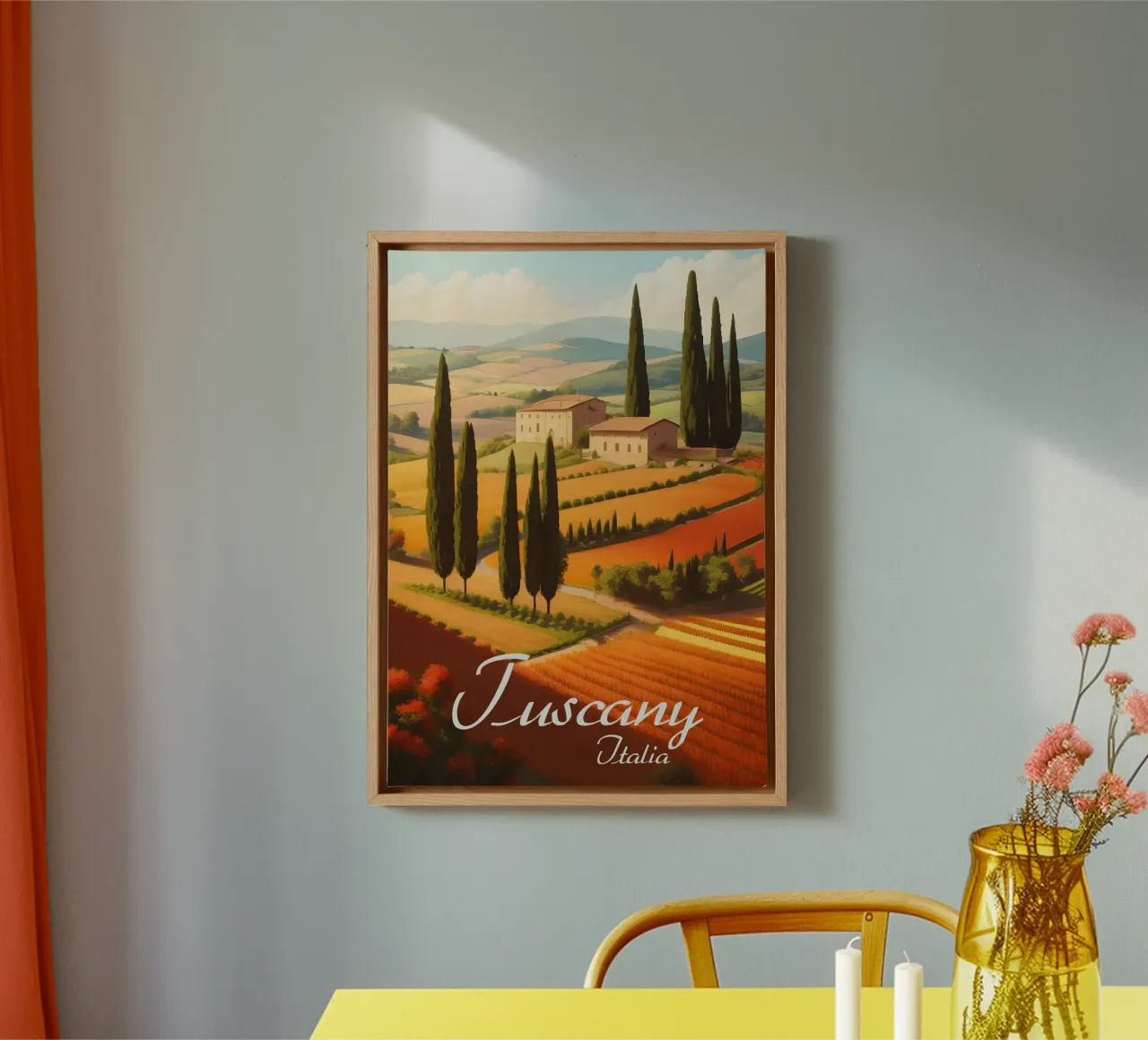 Scena di campagna in Toscana tela con Cornice a cassetta da Charnwood Prints